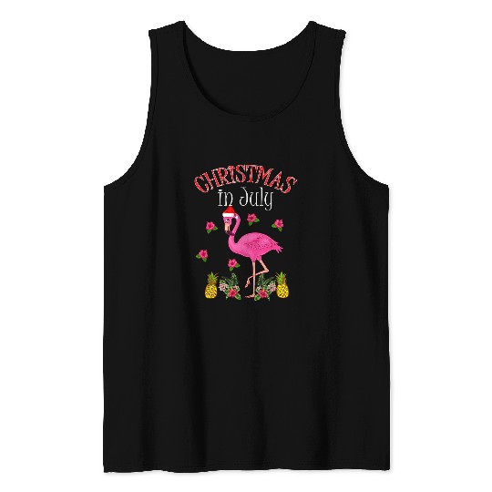 Flamingo Pet Christmas In July s for Women Pink 9 Tank Tops