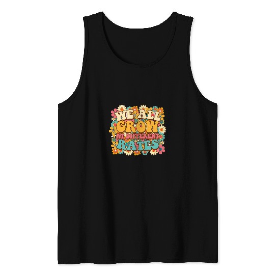 Autism Puzzle We All Grows At Different Rates Groovy SPED Teacher Tank Tops