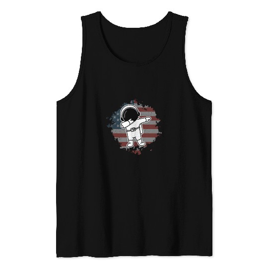 Astronaut Job American Astronaut Patriotic 4th of July USA Flag Men Women Tank Tops