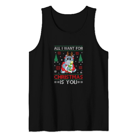 Hippo Pet All I Want For Christams Is You Funny Hippopotamus Outfit Tank Tops