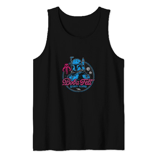 Book Fun Star Wars The Book Of Boba Fett Neon Logo Tank Tops