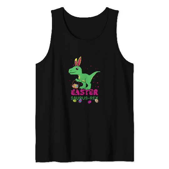 Dinosaur Pet Roar Raptor Kawaii Dinosaur Bunny Egg Happy Easter Sunday Tank Tops