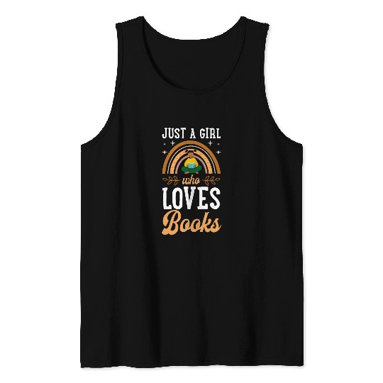 Book Fun Just A Girl Who Loves Books Bohemian Rainbow Boho Style Tank Tops
