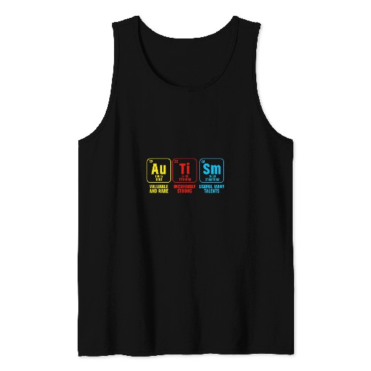Autism Puzzle Elements Periodic Table Awareness ASD Men Women Tank Tops