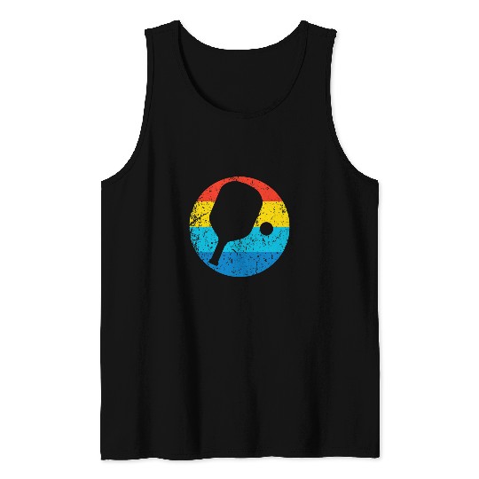 Sport Pickleball Pickleball Paddle Silhouette Retro 1970s Style Tank Tops