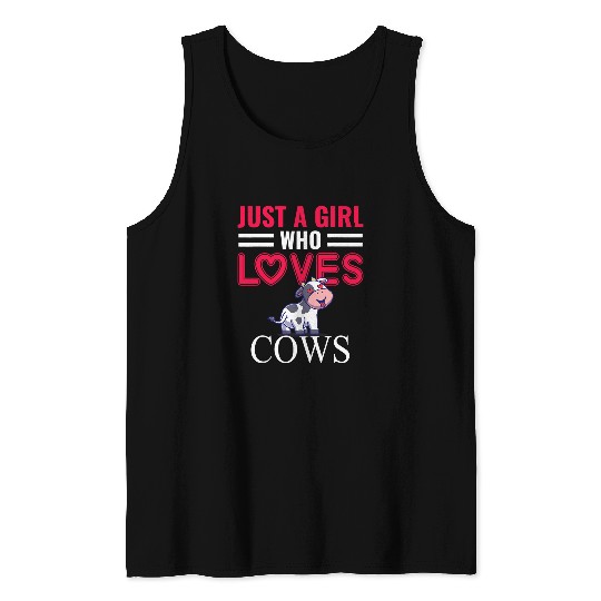Cow Pet Just A Girl Who Loves Cows Cute Strawberry Cow Cowgirl Print Tank Tops
