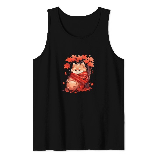 Pomeranian Pet Pom Autumn Fall Leaves Dog Thanksgiving Tank Tops