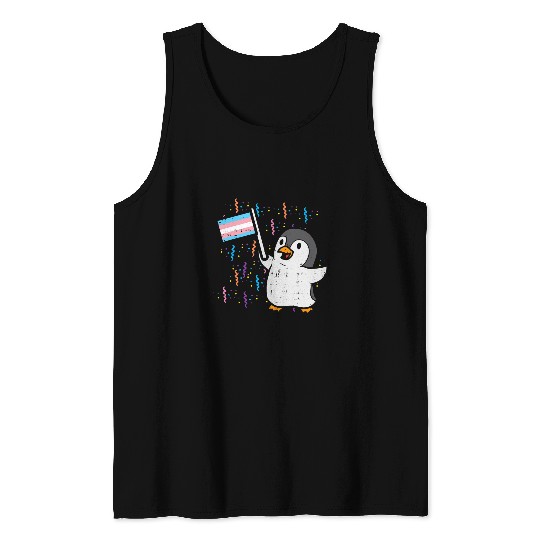 Penguin Pet Transgender Flag Cute Trans Pride Flag Transsexual Tank Tops