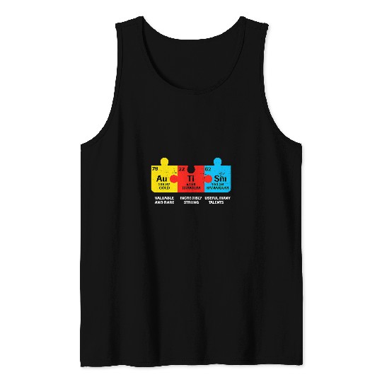 Autism Puzzle Elements Periodic Table Awareness ASD Men Women Kids22 Tank Tops