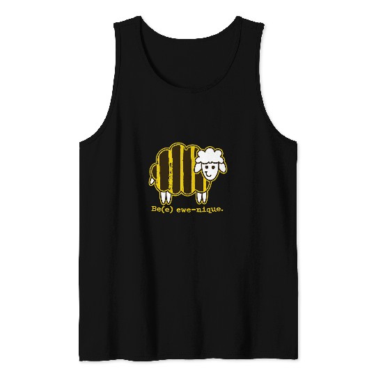 Sheep Pet Be EweNique Bee Bumblebee Honey Bee Pattern Cartoon Tank Tops