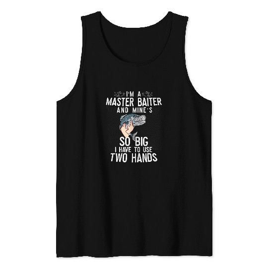 Fishing Fun Mens Master Baiter Funny Fishing Striped Bass for Men Tank Tops