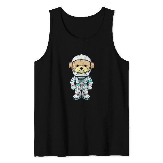 Astronaut Job Funny Cute Teddy Bear Astronaut Spaceman Tank Tops
