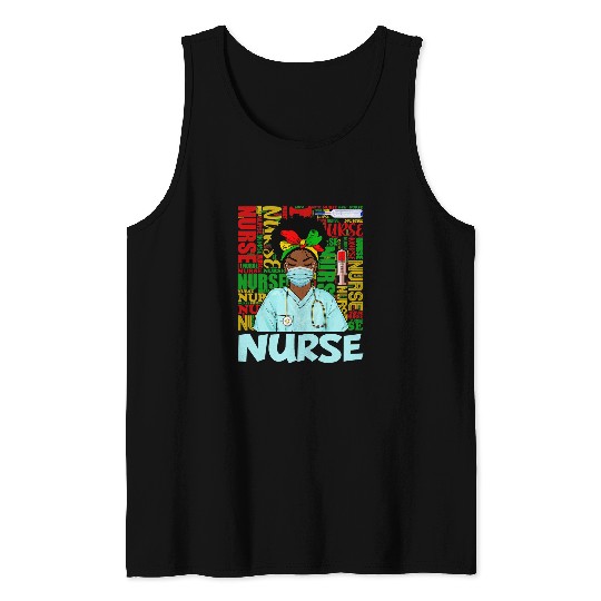 nurses Job Black nurses Black History Juneteenth Melanin Women Graphic Tank Tops