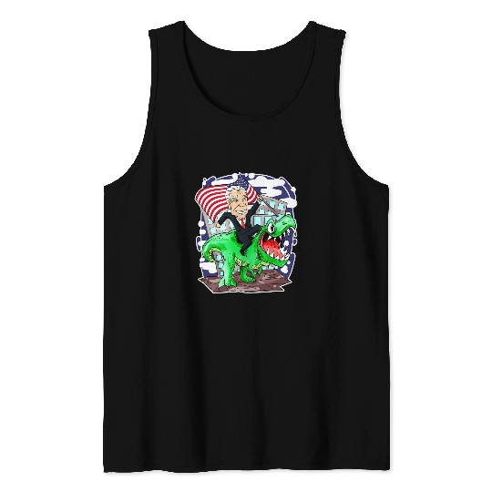 Dinosaur Pet Joe Biden Dinosaur American Flag Tank Tops