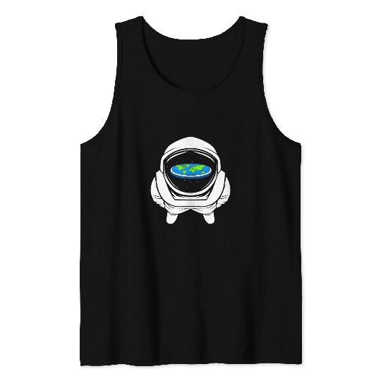 Astronaut Job funny flat earth text design joke astronaut Tank Tops