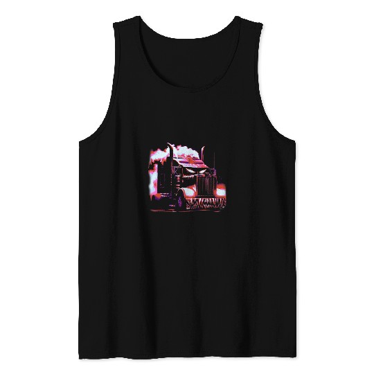 Truck Fun 18 Wheeler Demon Trucker Art Fantasy Horror Semi Truck Rig Tank Tops