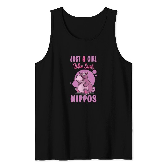 Hippo Pet Just A Girl Who Loves Hippos Flower Cute Floral Tank Tops