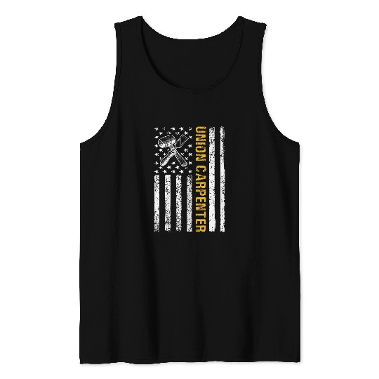 Woodworker Job American Flag Patriotic Union Carpenter Labor Day Carpentry Tank Tops