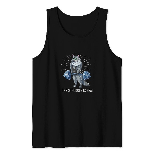 Struggle Is Real Maine coon Deadlift Fitness Tank Tops