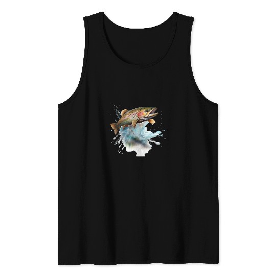 Fishing Fun trout rainbow brook fisherman freshwater angler fish 1 Tank Tops