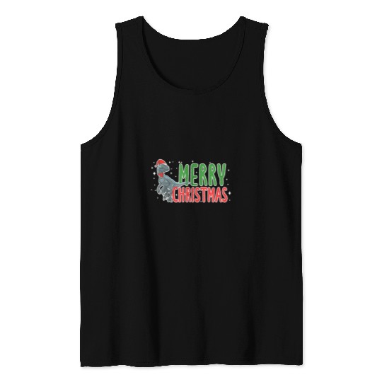 Dinosaur Pet Christmas Velociraptor Santa Claus Dinosaur xmass Dino Tank Tops