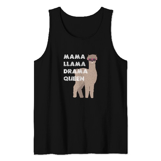 Llama Pet Mama Llama Drama Queen Mom Mothers Day Tank Tops