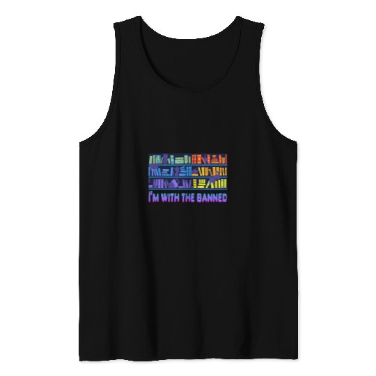 Book Fun Im with The Banned Books Cats Read Banned Books Lovers Tank Tops