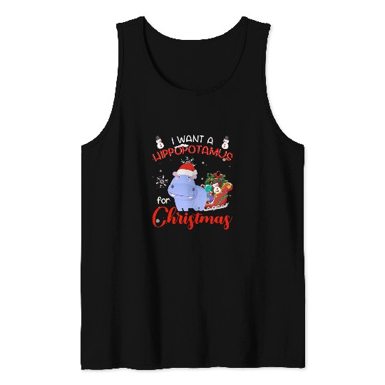 Hippo Pet I Want A Hippopotamus For Christmas xmass Santa hippo kids Tank Tops