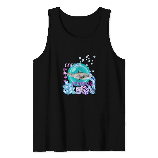 Shark Pet Great White Shark Lover Choose Kindness Watercolor Ocean Sea Tank Tops