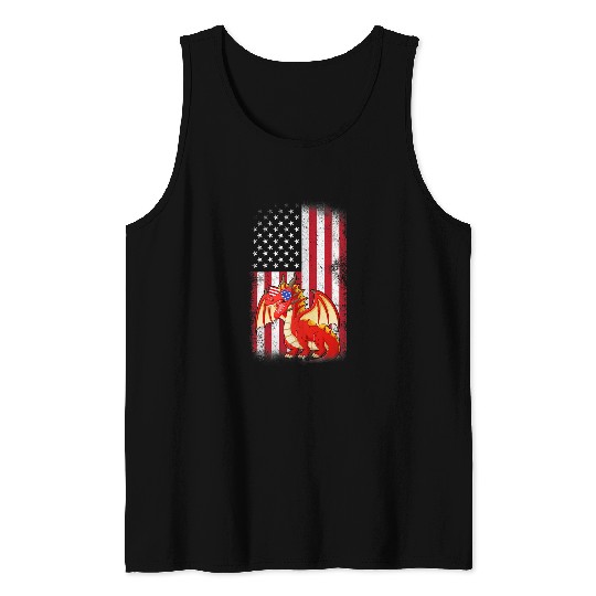 Dragon Pet American Flag Boys Girls Men Women Fourth Of July Tank Tops