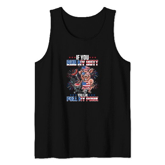 Pig Pet BBQ Chef Pig 4th of July BBQ Party Barbecue Lovers 40 Tank Tops