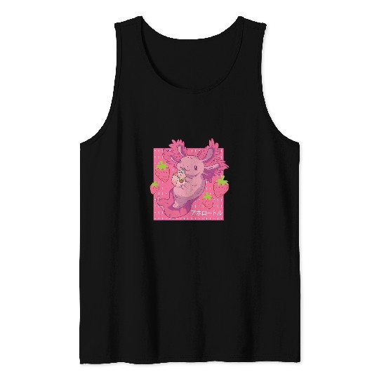Axolotls Pet Pastel Goth Strawberry Milk Kids Youth Women Tank Tops