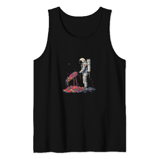 Astronaut Job Funeral Cool Surreal SciFi EDM Space Art 1 Tank Tops