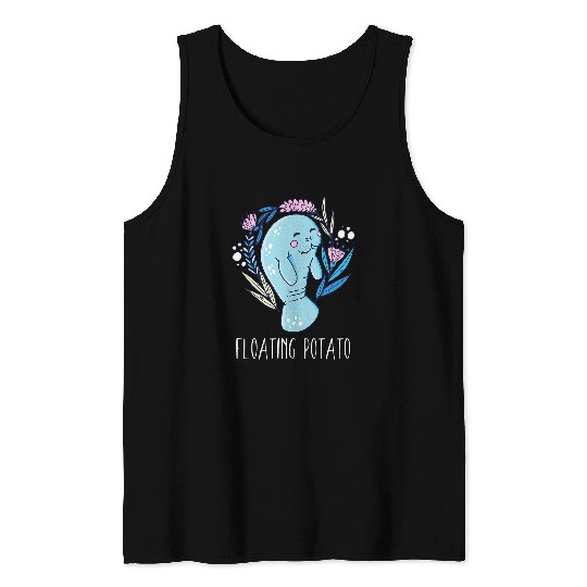 Manatee Pet Floating Potato manatee marine life 8 Tank Tops