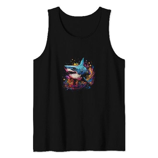 Shark Pet Hammerhead Shark Swimming Vintage Kids Ocean Surf Tank Tops