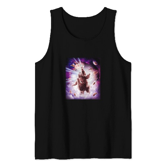 Sloth Pet Laser Eyes Space Cat Sloth Llama Rainbow Tank Tops