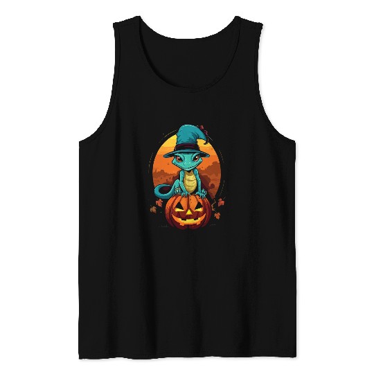 Gecko Pet Halloween Scary Reptile Trick Or Treat Spooky Lizard 02 Tank Tops