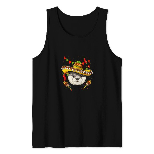 Otter Pet Otters Mexico Cinco de Mayo Sea Otter Sombrero Mexican Party Animal Tank Tops