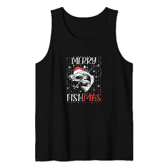 Fishing Fun Merry Fishmas Funny Family Christmas Lights Fish Fishing 02 Tank Tops
