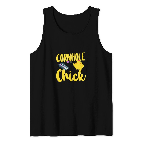Chicken Pet Cornhole Team Bean Bag Player Champ Chicken Girl Cornhole Tank Tops