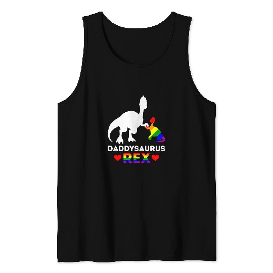 Dinosaur Pet LGBT Daddysaurus rexs Rainbow Dinosaur Dad Support Love Tank Tops