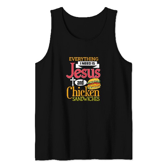 Chicken Pet Sandwich Jesus Christian Chicken Burger Tank Tops