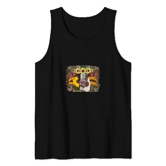 Cow Pet Leopard Sunflower Highland Cow Bandana Not Today Heifer 82 Tank Tops