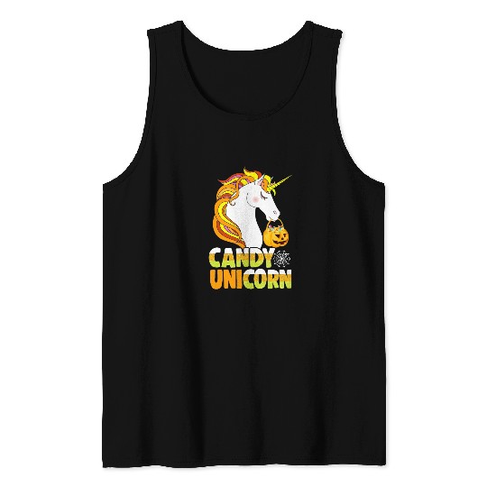 Unicorn Pet candy corn horn pumpkin Tank Tops