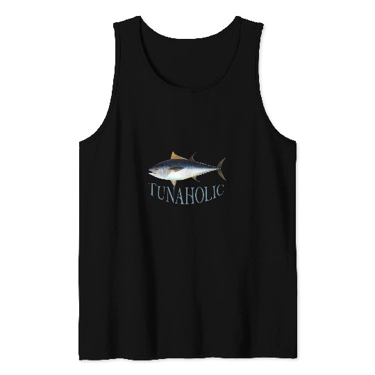 Fishing Fun Tunaholic Bluefin Tuna Fish Illustration Fishing Fisherman Tank Tops