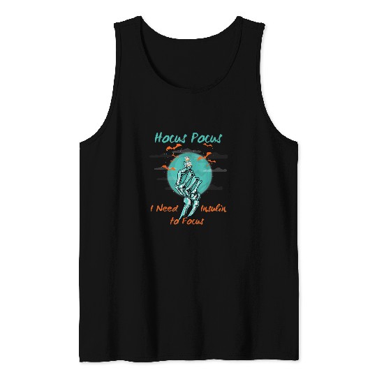 diabetess Ribbon Hocus Pocus I Need insulins to Focus Halloween diabetess funny 295 Tank Tops