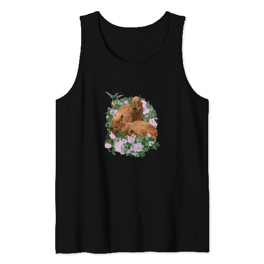 Guinea Pig Pet Animal Print Hamster Flowers Tank Tops