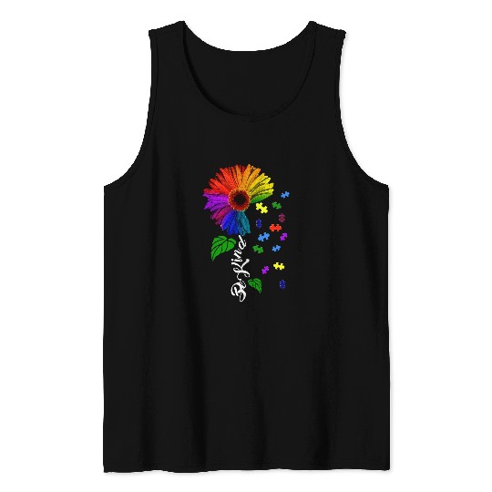 Autism Puzzle Choose Kindness Be Kind Awareness Sunflower Unity Day Tank Tops