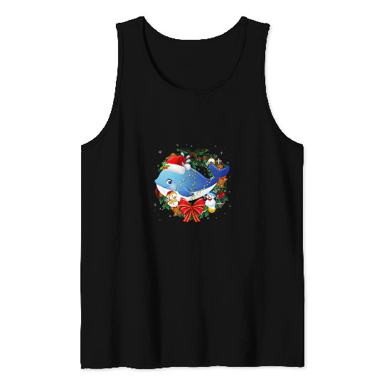 Whale Pet Santa Hat Christmas Wreath Decoration Xmas Pajamas Tank Tops