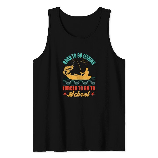 Fishing Fun vintages Born To Go Fishing Bass Fish Fisherman Boys Kids 2 Tank Tops
